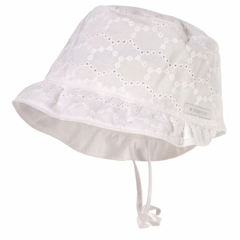 BABY GIRL-Hütchen, Bindeband Rüschenkrempe, Jerseyeinsatz, Futter