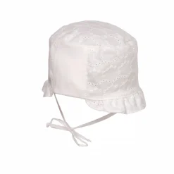 BABY GIRL-Hütchen, Bindeband Rüschenkrempe, Jerseyeinsatz, Futter