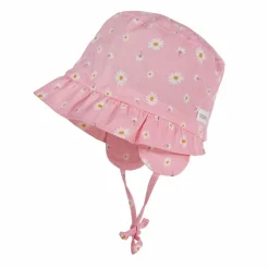 BABY GIRL-Hütchen,Ohrenklappen Rüschenkrempe, Bindeband