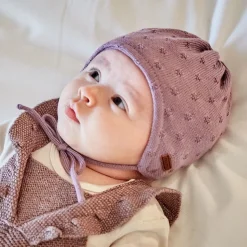 BABY GIRL-Mütze ausgenäht Jerseyfutter, Struktur Punkte