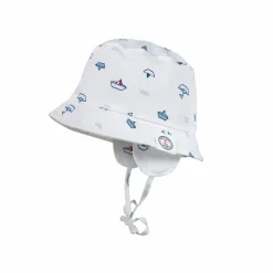 BABY-Hütchen, "maritim" Ohrenklappen, Jerseyeinsatz, Bindeband