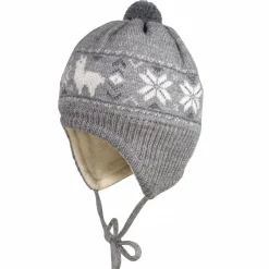 BABY-Mütze ausgenäht, Jacquard, Teddyfutter, Minipompons