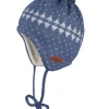 BABY-Mütze, ausgenäht Pünktchenjacquard, Minipompon, Futter