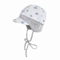 BABY-Schildmütze, "maritim" Jerseybund ausgenäht, Bindeband