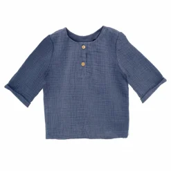 GOTS BABY BOY-Hemd, 3/4 Arm Musselinstoff