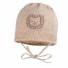 GOTS BABY BOY-Mütze, Band randlos, Jacquard Löwe