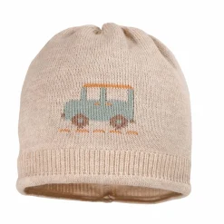 GOTS BABY BOY-Mütze, randlos Jacquard Jeep