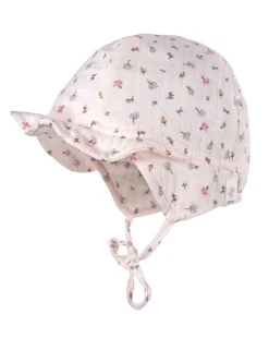GOTS BABY GIRL-Schildmütze Musselinstoff, Bindeband, Futter