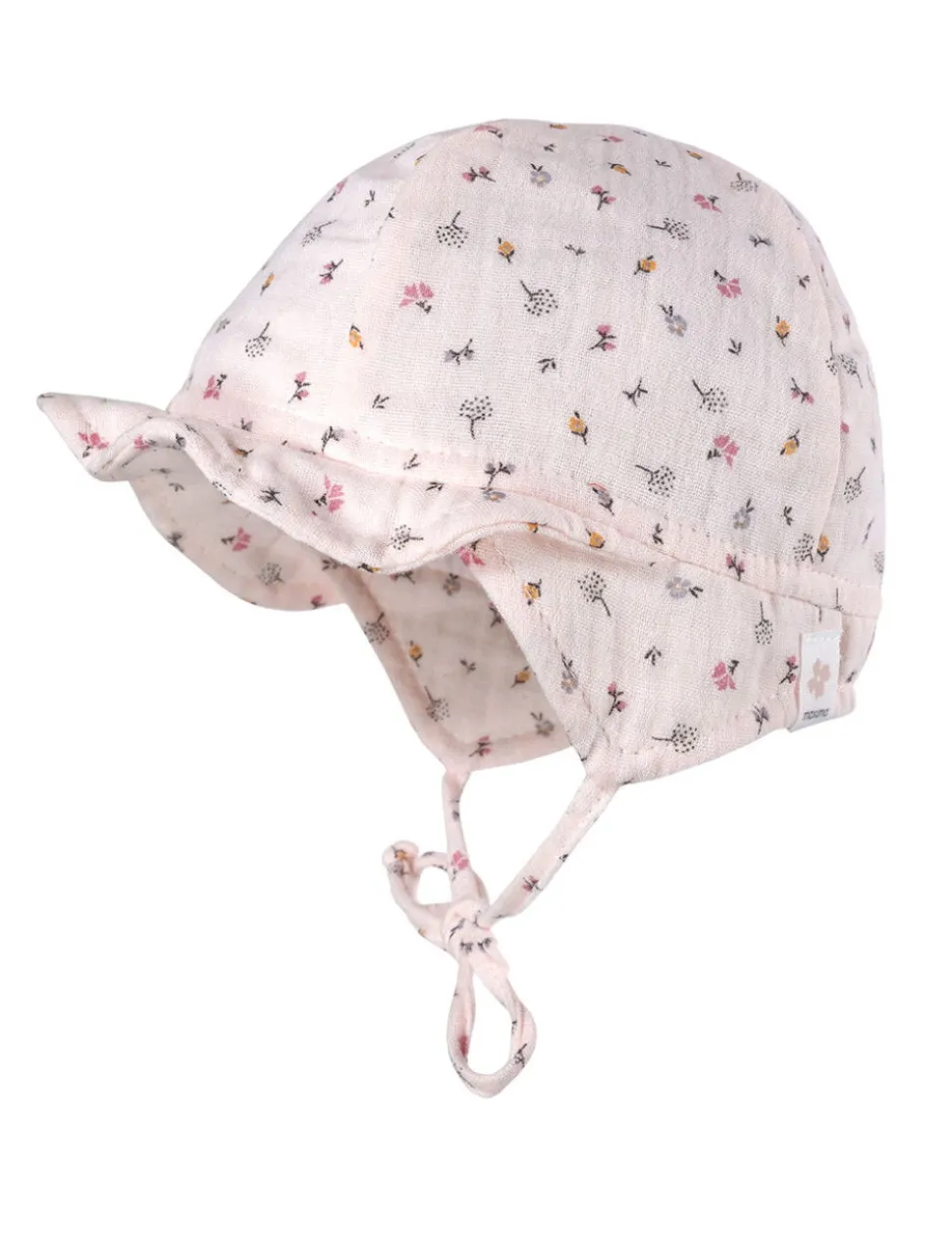 GOTS BABY GIRL-Schildmütze Musselinstoff, Bindeband, Futter