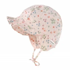 GOTS BABY GIRL-Schildmütze Musselinstoff, Bindeband,