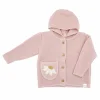 GOTS BABY GIRL-Strickjacke, Margerite, Tasche,Kapuze, Knöpfe