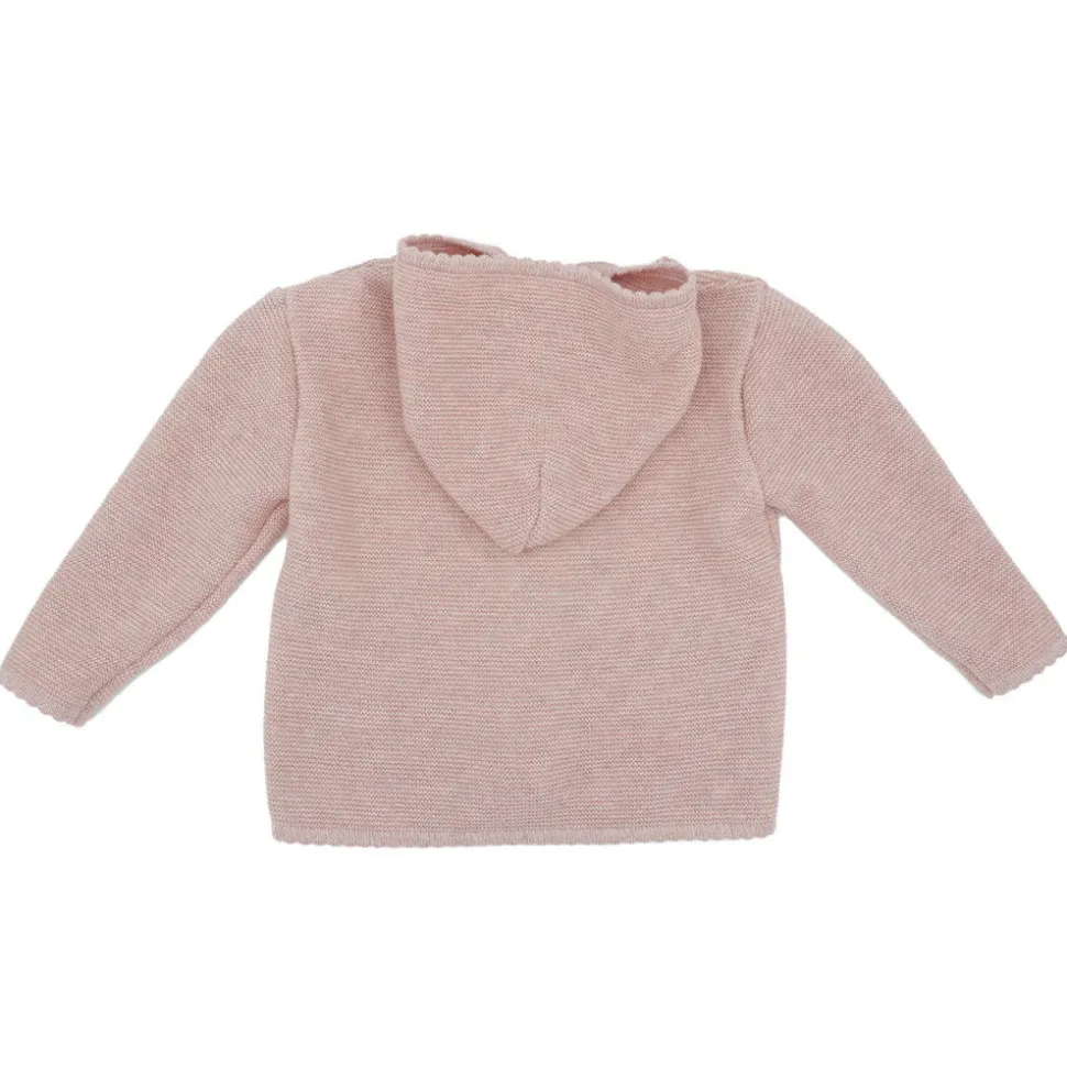 GOTS BABY GIRL-Strickjacke, Margerite, Tasche,Kapuze, Knöpfe