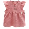 GOTS BABY GIRL-Top, Musselinstoff, Rüschenärmel