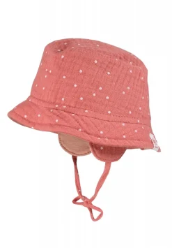 GOTS BABY-Hütchen,Ohrenklappen Musselinstoff, Liegeeinsatz, Bindeband