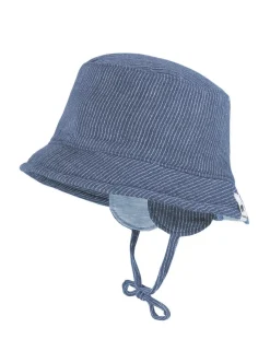 GOTS BABY-Hütchen,Ohrenklappen Musselinstoff, Liegeeinsatz, Bindeband