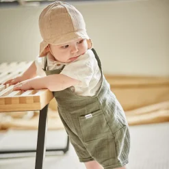 GOTS BABY-Latzshorts, Taschen Musselinstoff, Futter, Windelöffnung