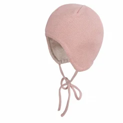 GOTS BABY-Mütze ausgenäht LL-Struktur, Bindeband, Jerseyfutter