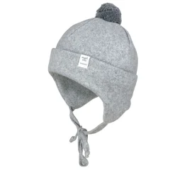 GOTS BABY-Mütze, ausgenäht Umschlag, doppelt, Baumwollfleece, Bindeband
