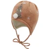 GOTS BABY-Mütze, Hase Jacquard Teddyfutter, Minipompon, Bindeband
