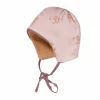 GOTS BABY-Mütze, Jersey bedr. Teddyfutter, Bindeband