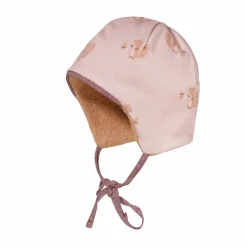 GOTS BABY-Mütze, Jersey bedr. Teddyfutter, Bindeband