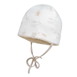 GOTS BABY-Mütze, Jersey Druck Teddyfutter, Bindeband