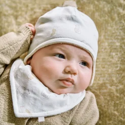 GOTS BABY-Mütze, Jersey Druck Teddyfutter, Bindeband