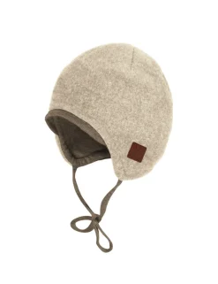 GOTS BABY-Mütze,Wollfleece kbT Jerseyfutter kbA, Bindeband