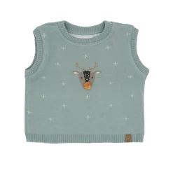GOTS BABY-Pullunder Rentier Jacquard, Mini-Pompon