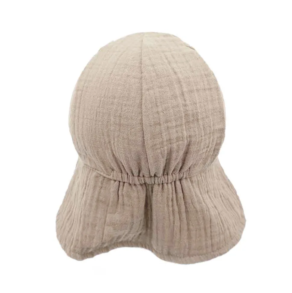 GOTS BABY-Schildmütze, Band Musselinstoff, Nackenschutz, Futter, UV