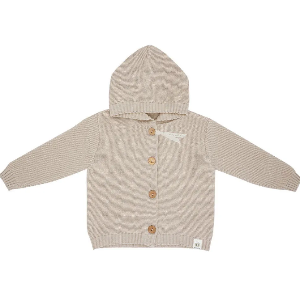GOTS BABY-Strickjacke , LL Kapuze, Knöpfe