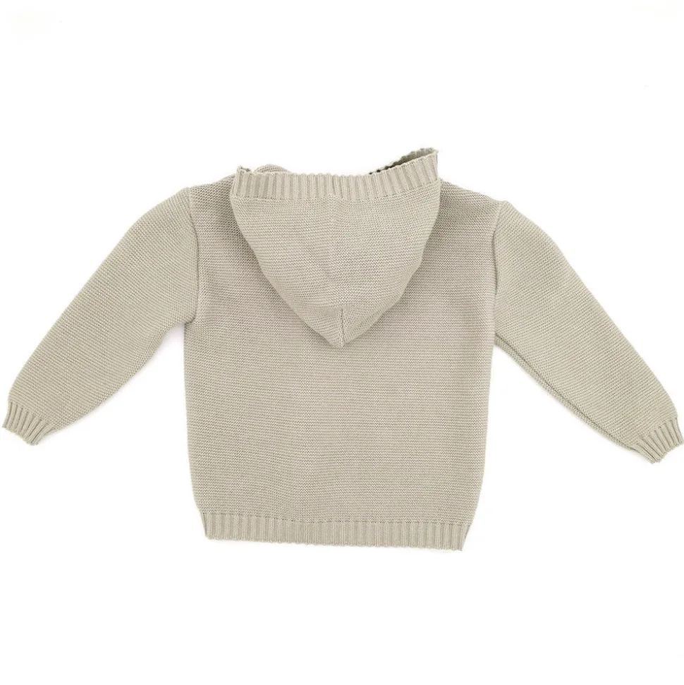 GOTS BABY-Strickjacke , LL Kapuze, Knöpfe