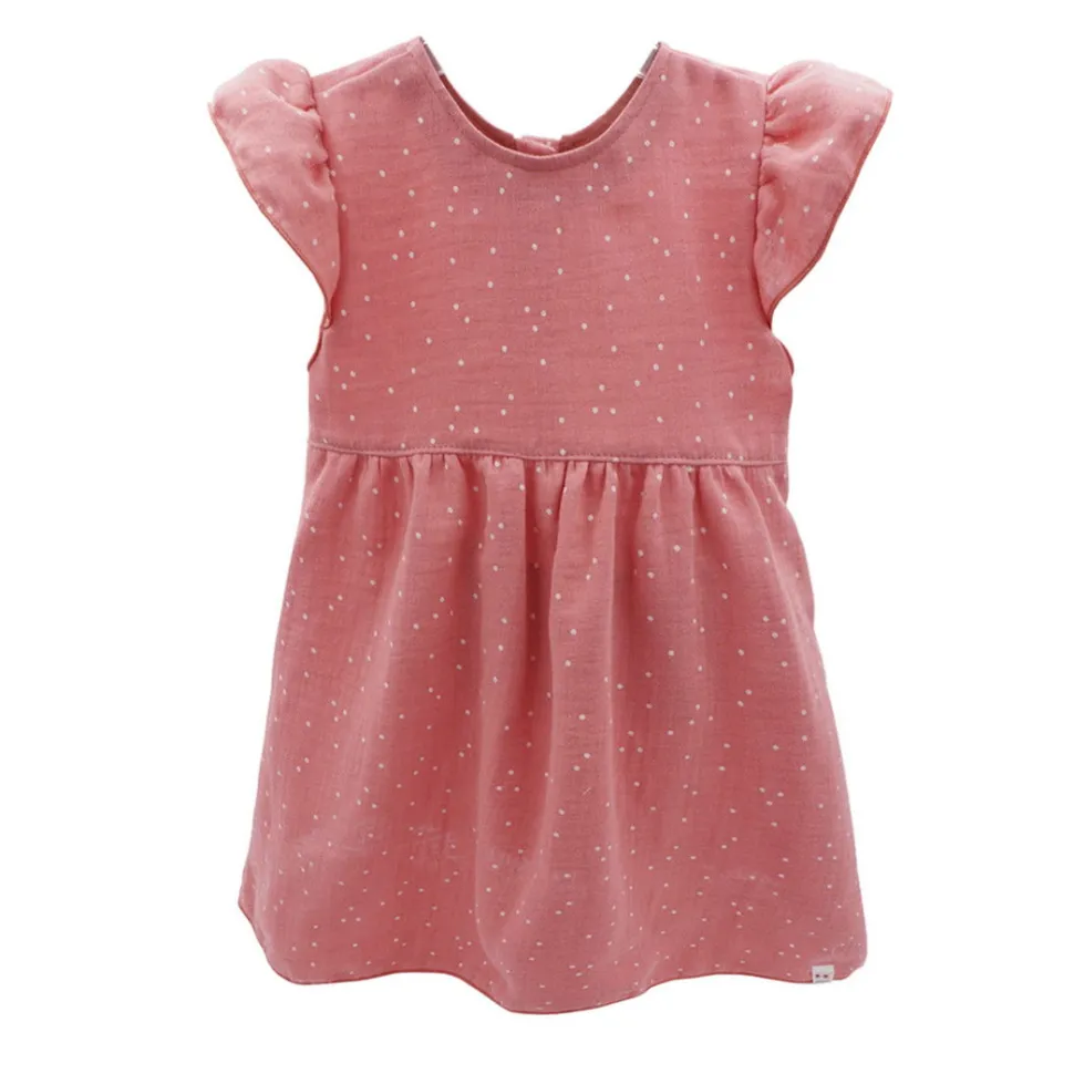 GOTS MINI GIRL-Kleid, Musselin Flügelärmel