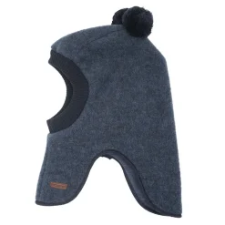 GOTS MINI-Schlupfmütze, 2 Pompons, Wollfleece kbT, Jersey kbA