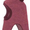 GOTS MINI-Schlupfmütze,Pompons Wollfleece kbT, Futter Jersey kbA, Windstopper