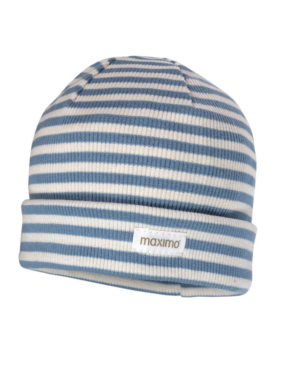 GOTS NEWBORN-Mütze, Feinrippjersey geringelt, Umschlagrand