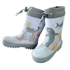 Gummistiefel "Haie", Stulpe Jerseyfutter, Fotoprint, Reflekt 3M