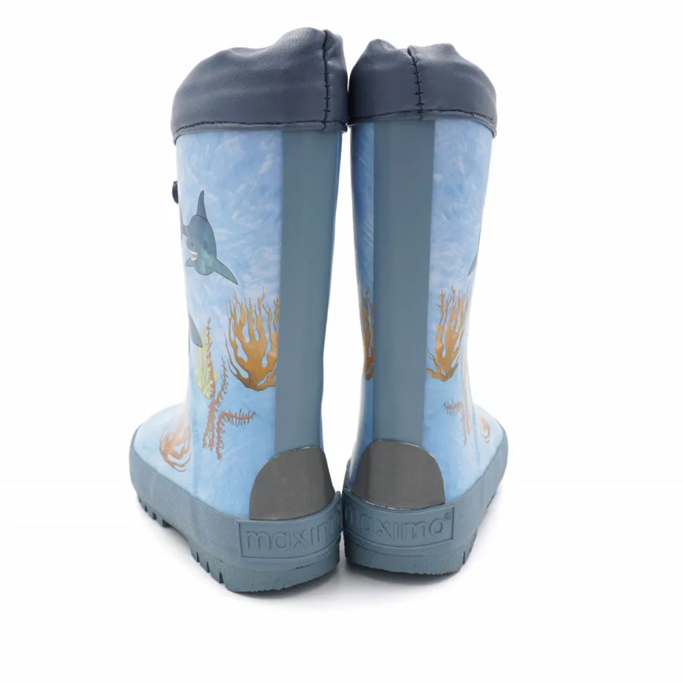 Gummistiefel "Haie", Stulpe Jerseyfutter, Fotoprint, Reflekt 3M