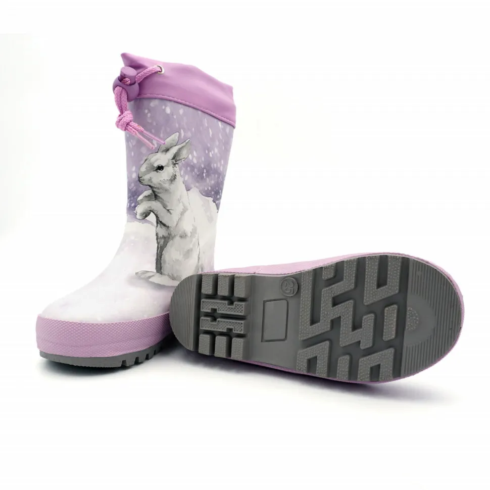 Gummistiefel "Schneehase" Fotoprint, gepatcht, Reflekt 3M, Winterfutter
