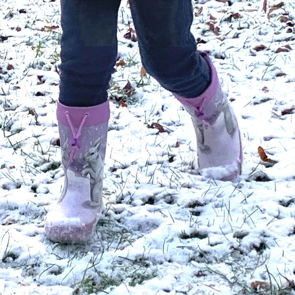 Gummistiefel "Schneehase" Fotoprint, gepatcht, Reflekt 3M, Winterfutter