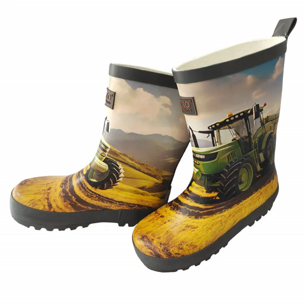Gummistiefel Traktor Jerseyfutter, Fotoprint, Reflekt 3M