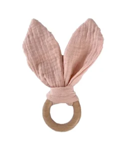 Holz-Ring, Hasenöhrchen Musselinstoff, Knisterfolie
