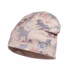 KIDS BOY-Beanie Dinosaurier reversible, Jersey bedruckt