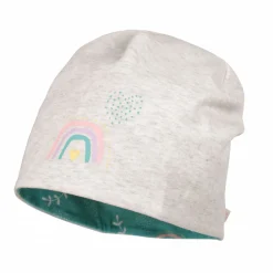 KIDS GIRL-Beanie Regenbogen reversible, Jersey bedruckt