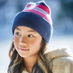 KIDS GIRL-Beanie, Umschlag Streifen, doppelt