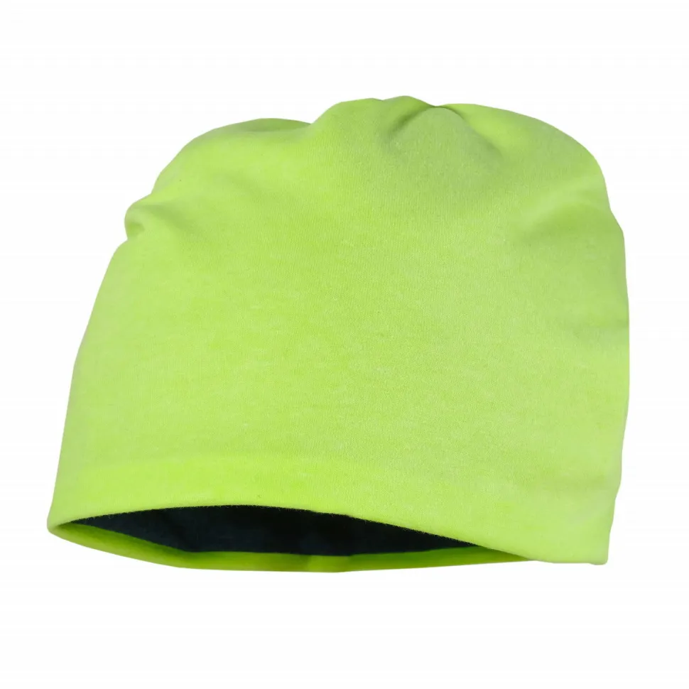 KIDS-Beanie reversible Jersey melange/neon, Reflectdeko