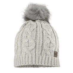 KIDS-Mütze, Zopfstruktur, Futter, fake fur pompon