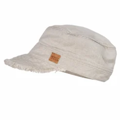 KIDS-Tellercap, Leinenmischung Waschoptik, Fransenschild, UV 50