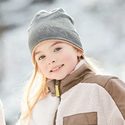 MINI GIRL-Beanie, Deko Pferd Jersey melange, Teddy Futter,