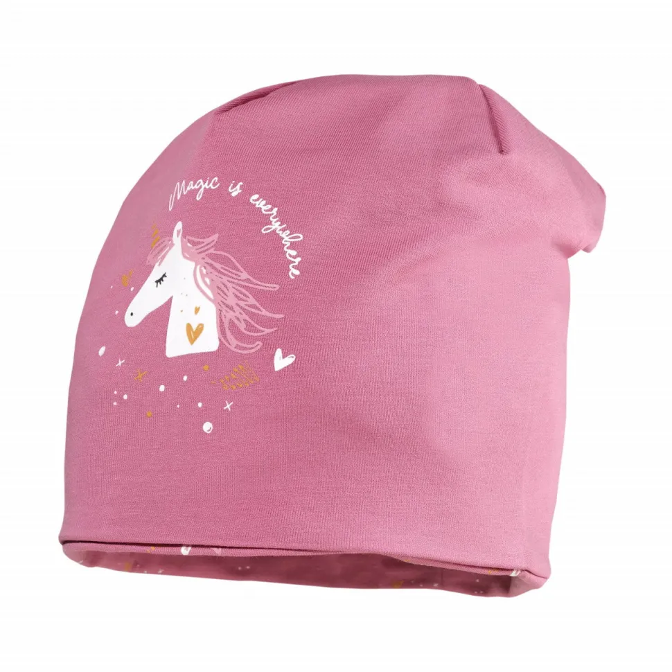 MINI GIRL-Beanie, "Einhorn" reversible, glow in the dark